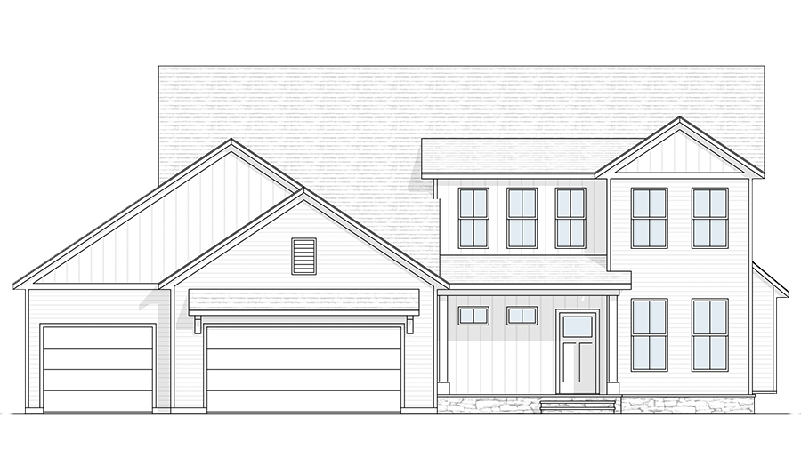 Field and Vine Development Group Custom Home Builder Kalamazoo SW Michigan Havenwood 3 Car Garage Floor Plan Front Elevation
